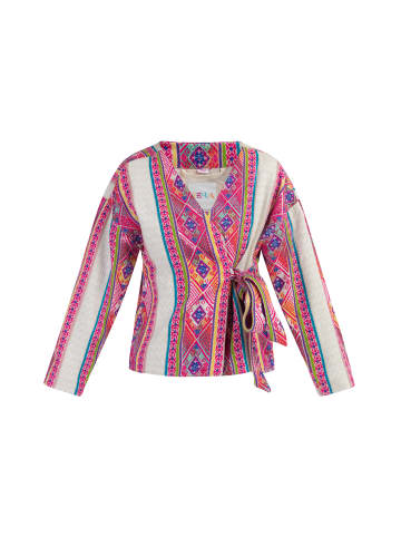 IZIA Damen Wickeljacke in Mehrfarbiges Pinkes Ethnomuster