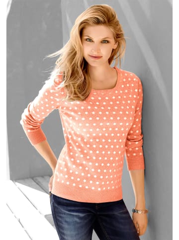 WITT WEIDEN Strickpullover in apricot-weiß-getupft