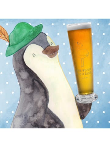 Mr. & Mrs. Panda Weißbierglas Flamingo Stolz mit Spruch in Transparent