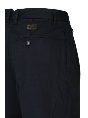 Replay Leinenhose Cotton Linen Cavalry Twill in schwarz