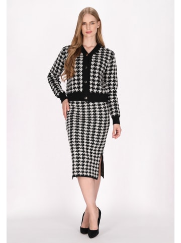 DreiMaster Klassik Damen Cardigan in Schwarz Wollweiss