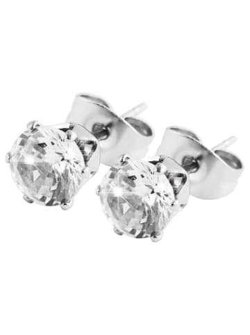 Adeliás Damen Ohrringe – Ohrstecker aus Edelstahl mit Strass Steinchen in silber