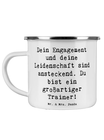 Mr. & Mrs. Panda Tasse Emaille Spruch Großartiger Trainer mit Sp... in Weiß