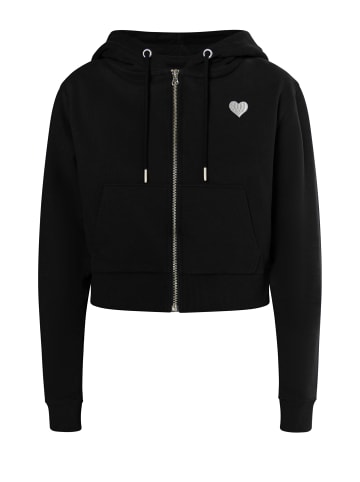 myMo Damen Zip Hoodie Cropped in Schwarz