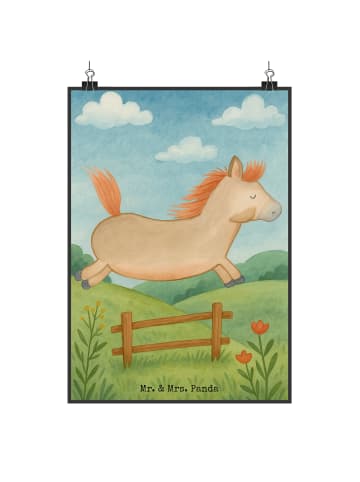 Mr. & Mrs. Panda Bild Pferd Springen Design ohne Spruch in Weiß