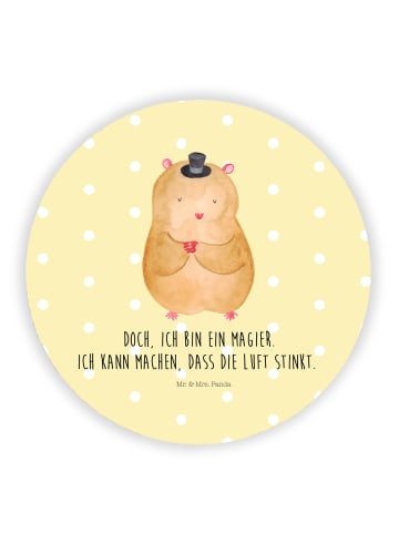 Mr. & Mrs. Panda Kühlschrankmagnet Hamster Hut mit Spruch in Gelb Pastell