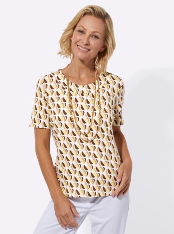 WITT WEIDEN Rundhals-Shirt in zitrone-braun-bedruckt