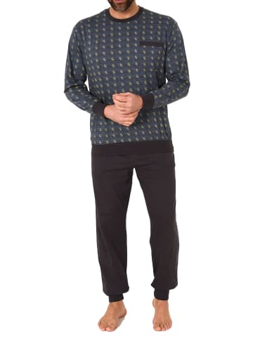 NORMANN langarm Schlafanzug Pyjama Bündchen print - 68194 in gelb