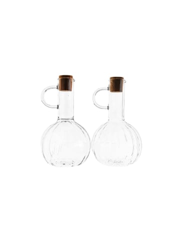 Almina Öl- & Essigflasche "Luana Doppio" 2er-Set aus Borosilikatglas in Transparent