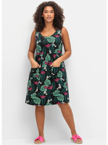 sheego Jerseykleid in schwarz-gemustert