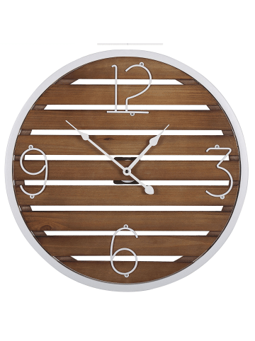 Beliani Wanduhr ARRIAGA in Braun/Weiß - (W) 50 x (H) 50 x (L) 2 cm