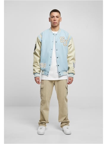 Sean John College Jacket in light blue/light sand