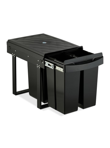 relaxdays Einbaumülleimer in Schwarz - 1x 20 l + 2x 10 l
