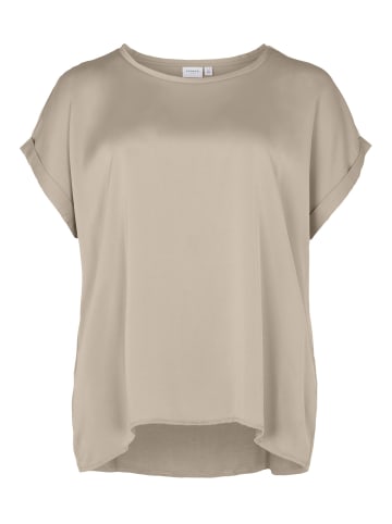 Vila Satin Blusen T-Shirt Plus Size Übergrößen Basic Top VIELLETTE in Beige