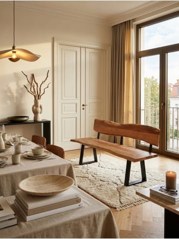 KADIMA DESIGN Holzbank Massiv | Akazie, 180x85,5cm, Baumkante, 4-Sitzer