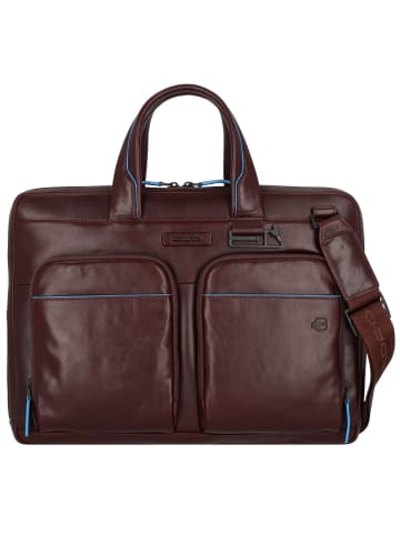 Piquadro Blue Square Aktentasche RFID Schutz Leder 37 cm Laptopfach in mahogany