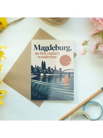 Glückwunschkarte Stadt modern Design mit Spruch in Weiß