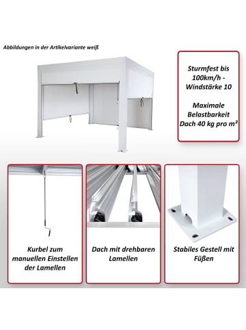 MCW Pergola L46 mit Seitenwand, Gestell Holzoptik, anthrazit