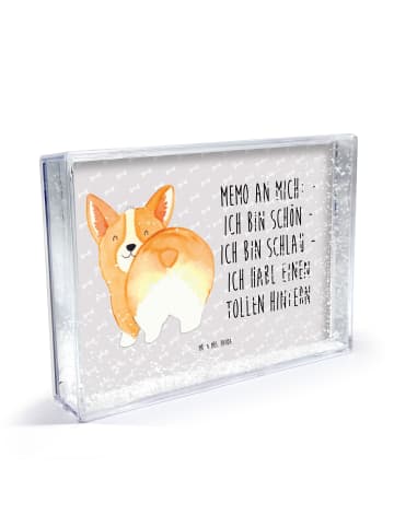 Mr. & Mrs. Panda Schüttelrahmen Corgi Po mit Spruch in Grau Pastell