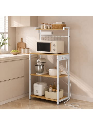VASAGLE Küchenregal Barnet in Eichenfarben-Weiß - (B)40 x (H)140 x (T)60 cm