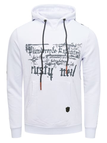 Rusty Neal Sweatshirt mit Kapuze und Front Print in Weiß