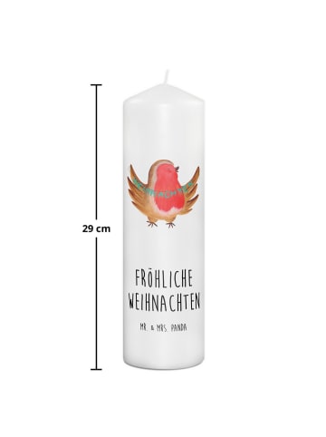 Mr. & Mrs. Panda Kerze Rotkehlchen Weihnachten mit Spruch in Weiß