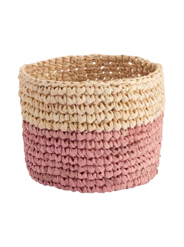 Butlers Korb handgefertigt aus Raffia Ø8cm ISALO in Natur-Rosa