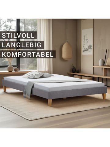Homestyle4u Polsterbett mit Lattenrost 160x200 cm in Grau