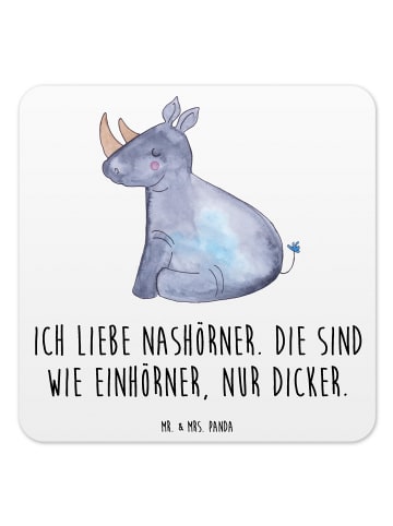 Mr. & Mrs. Panda Glasuntersetzer Einhorn Nashorn mit Spruch in Weiß
