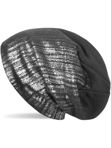 styleBREAKER Feinstrick Beanie Mütze in Dunkelgrau / Silber