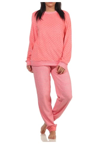NORMANN Frottee Pyjama Bündchen Herz Tupfen Streifen - 59511 in Rosa