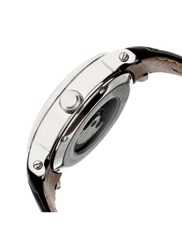 Heritor Aries Skelett-Uhr mit Lederarmband in Black/White