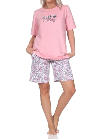 NORMANN Schlafanzug Shorty kurzarm paisleyprint Übergrößen in pink