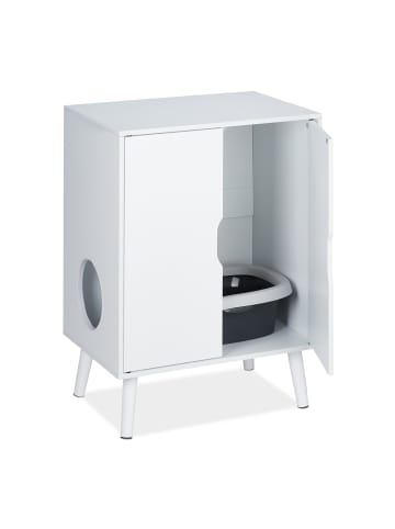 relaxdays Katzenschrank in Weiß - (B)58 x (H)77 x (T)40 cm