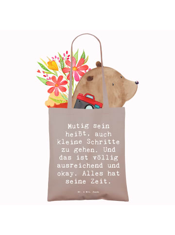 Mr. & Mrs. Panda Umhängetasche Spruch Selbstvertrauen stärken mi... in Braun Pastell