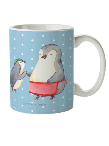 Mr. & Mrs. Panda Kindertasse Pinguin mit Kind ohne Spruch in Blau Pastell