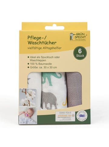 Grünspecht Pflegetuch 6er Pack 30 x 30 cm - Taupe in grau,motiv