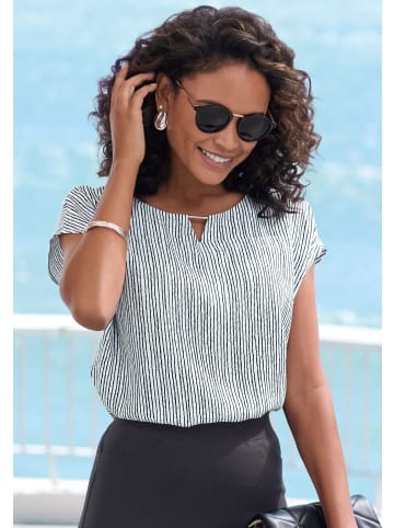 Vivance Kurzarmbluse in weiß-schwarz gestreift