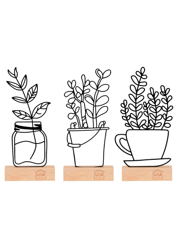 UNUS Aufsteller Eimer,Einmachglas,Tasse mit Blumen 3er Se in Schwarz