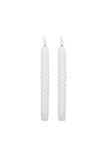 Chic Antique Stabkerze LED gedreht 2er in weiss