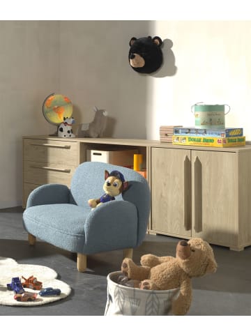 58 aufm Kessel KINDERSOFA Keila komfortabel und bequem weicher Bouclé Stoff in blau