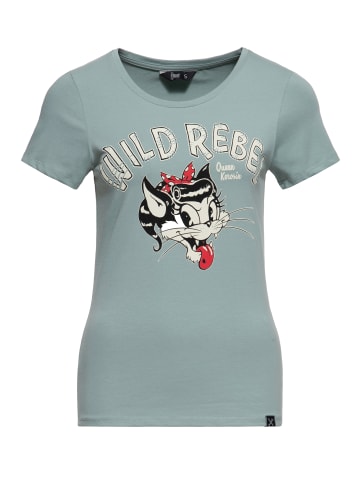 Queen Kerosin Queen Kerosin Print T-Shirt Wild Rebel in grün