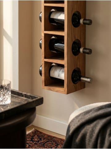 KADIMA DESIGN Wandmontiertes Weinregal aus Massivholz, 70 cm, 5 Fächer in Beige