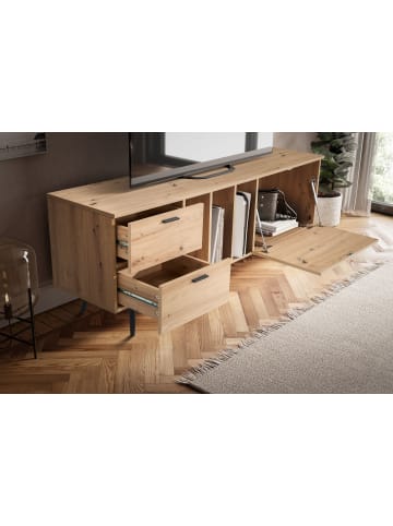 KADIMA DESIGN Lowboard Eiche-Dekor 150x55x40 cm Design TV-Kommode Modern, in Braun