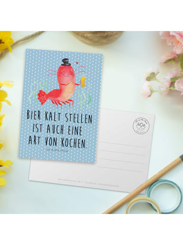 Mr. & Mrs. Panda Postkarte Hummer Weizen mit Spruch in Blau Pastell