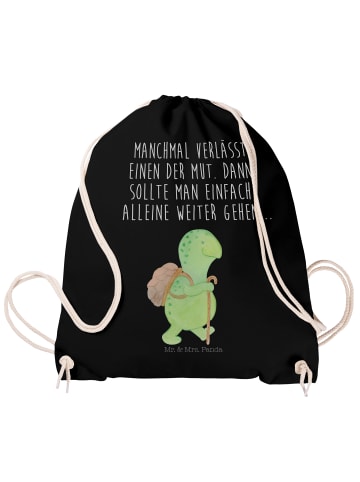 Mr. & Mrs. Panda Beutel Schildkröte Wanderer mit Spruch in Schwarz