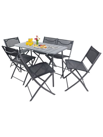 VCM  7 tlg. Bistroset Balkonset Gartenset Metall Sumila in Schwarz