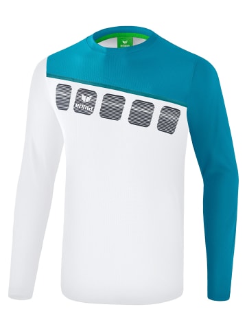 erima 5-C Longsleeve in weiss/oriental blue/colonial blue