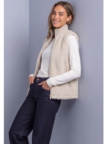 Street One Fake Fur Weste mit Strickdetails in Smooth Stone Sand