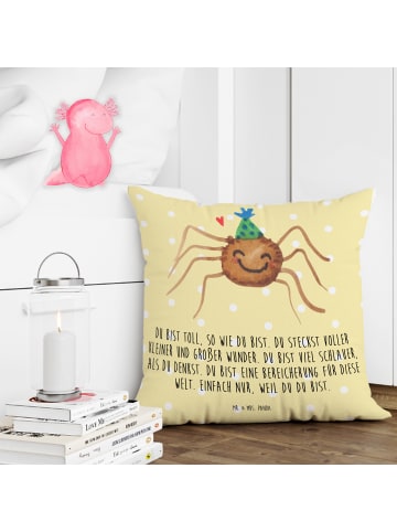 Mr. & Mrs. Panda Kissen 40x40 Spinne Agathe Party mit Spruch in Gelb Pastell
